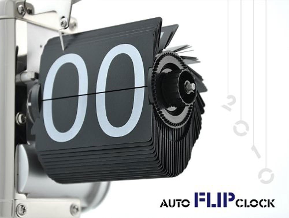 WoneNice Retro Digital Flip Down Clock -Battery Powered Internal Gear Operated Clock for Office Bedroom Kitchen School Hotel Café Décor- Black